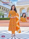 Swara Vol 1 By Shree Ganesh Rayon Umbrella Cut Kurti Set